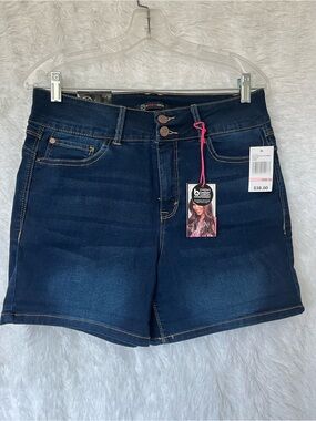 Roslyn Sanchez Dark Blue Denim Womens Shorts with High Waist-NWT